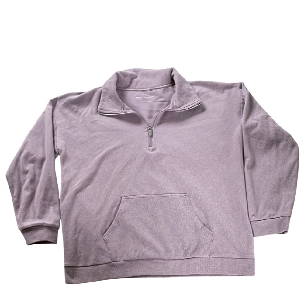 Marc New York Andrew Marc Womens Lavender Ribbed Quarter Zip Pullover Large